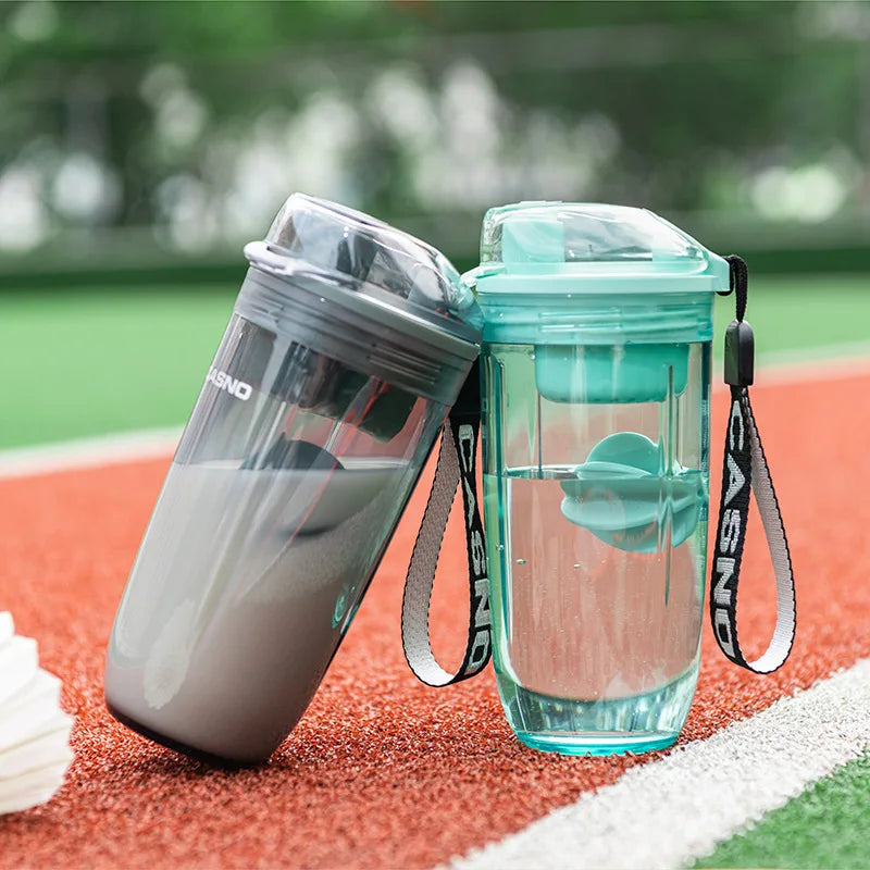 Water Jiuce Cups Plastic Whey Protein Powder Mixing Bottle Portable 400ml Sports Fitness Water Cup Drink Cup Transparent Taza