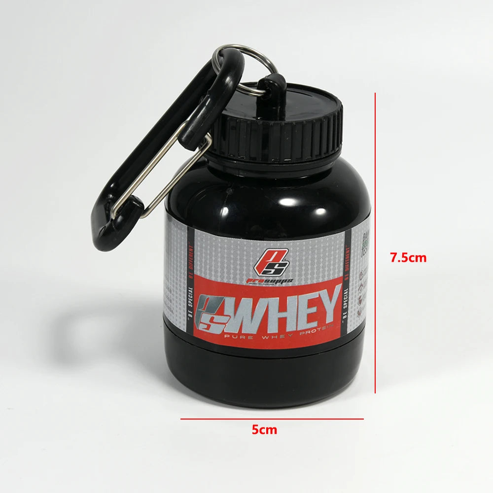 Portable Mini Protein Powder Bottle with Whey Keychain Health Funnel Medicine Box Small Water Cup, Outdoor Camping Container, Ho