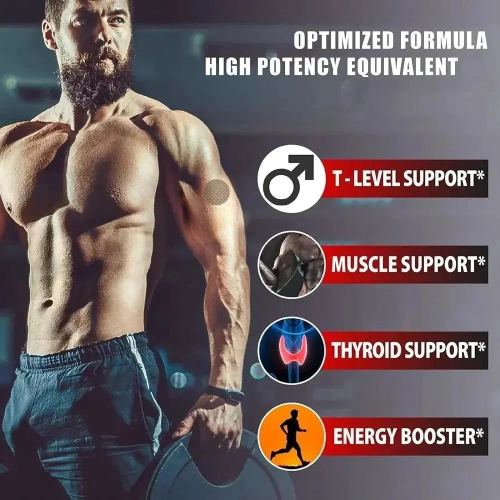 6-in-1 Tribulus Terrestris For Men - Natural Muscle Builder & Nitric Oxide Booster - Transdermal Patches Made In The Usa