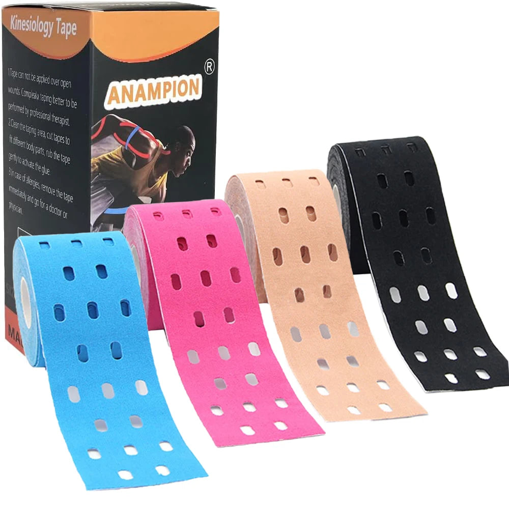 5cmx5m Perforated Kinesiology Tape Elastic Athletic Tape For Muscle Support Strain Injury Pain Relief Latex Free Breathable